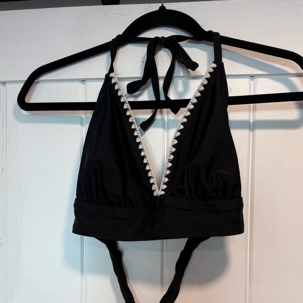 Kona Sol Black Bikini Top with White Trim